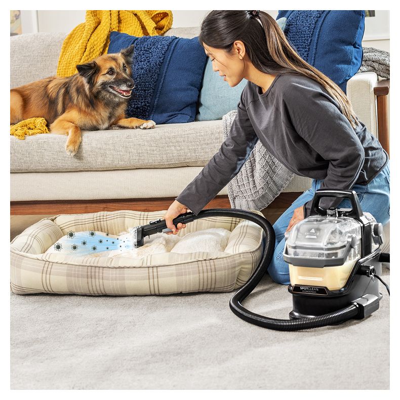 Bissell SpotClean HydroSteam carpet and upholstery cleaner with steam, front view isolated on white