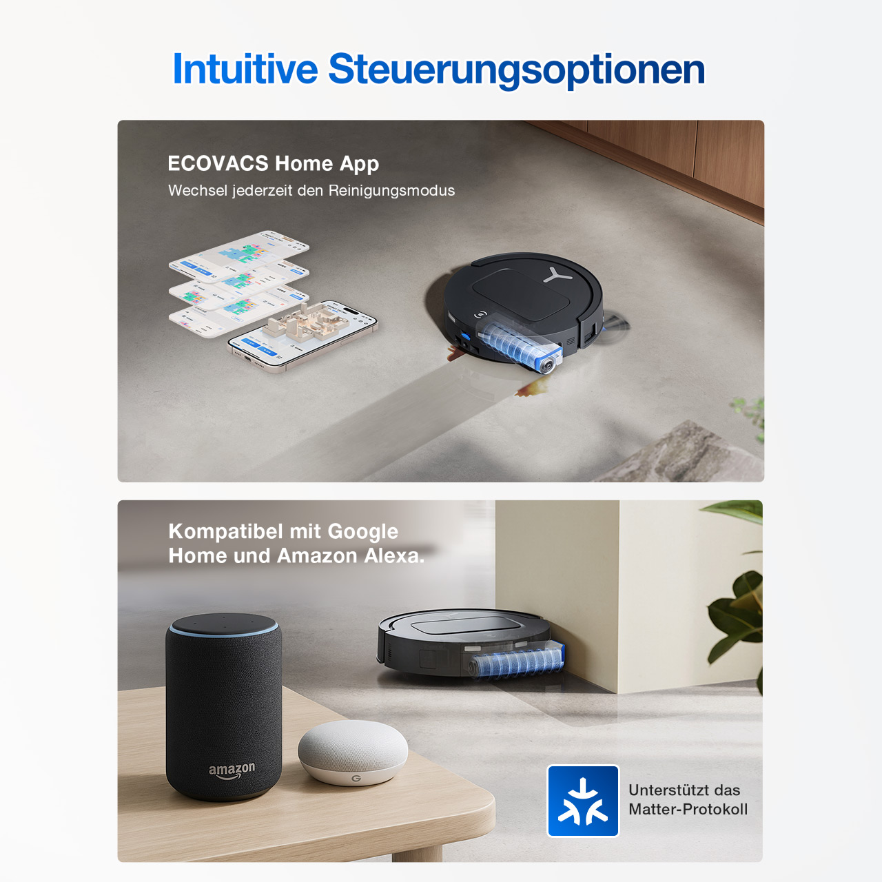 ECOVACS DEEBOT T80 OMNI Black – Gesamtansicht im Wohnraum