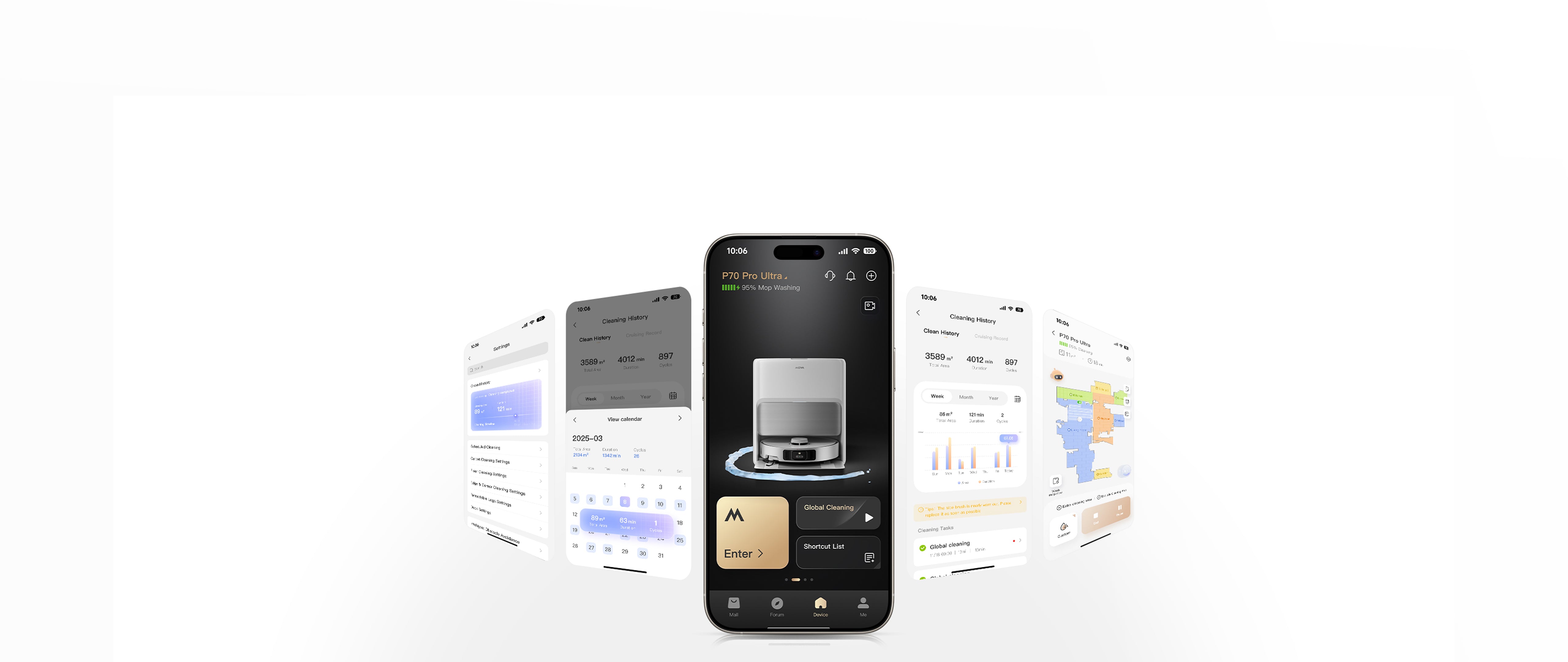 MOVA P70 Pro Ultra – MOVA Home App mit 3D-Kartenanimation und Dashboard