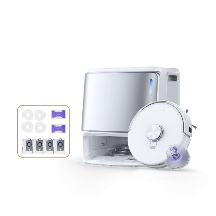 Narwal Freo Z10 Ultra – gros plan sur la brosse principale et la brosse latérale